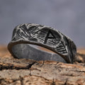 Norse Mythology Elder Futhark Alphabet Ring Stainless Steel Viking Ring Band Jewelry for Men Size 6-15