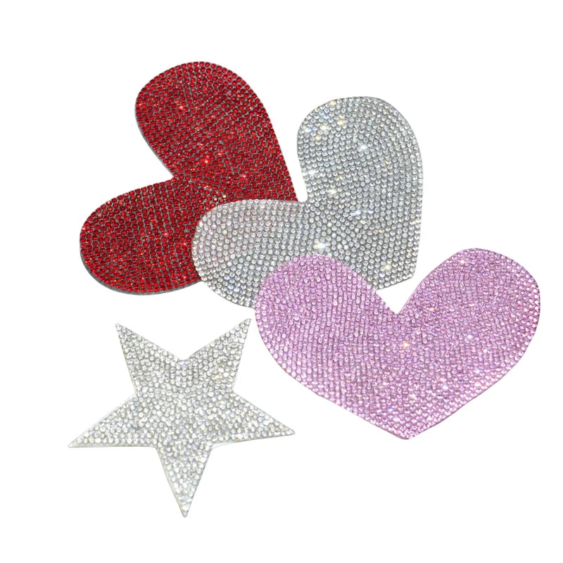 Fashionable Red Crystal Heart-shaped Patch Suitable for DIY Laptop Wedding Gift Box Decoration love Diamond Patch