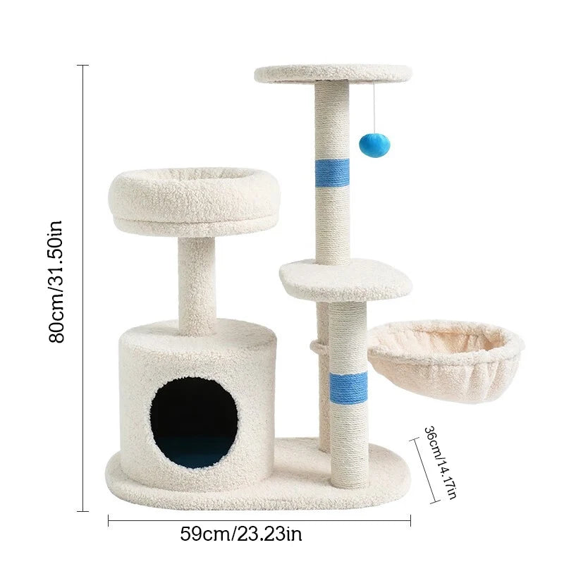 Velvet Cat Climbing Frame Cat Tree Nest Grabbing Column One Does Not Occupy a Floor Jumping Platform Warm Cat Nest Four Seasons