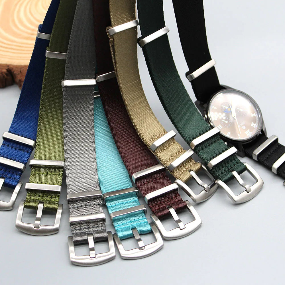 Yunse Luxury Replacement One Piece Strap Nylon Striped Watch Strap 20 22Mm Seatbelt Watch Bands Wrist Nylon Watch Band Custom