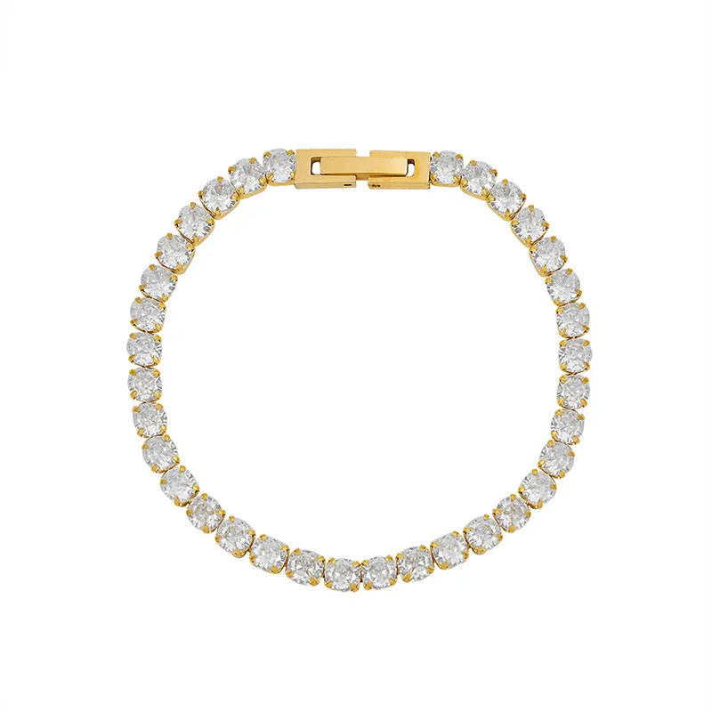MARONEW Waterproof Jewelry Stainless Steel 18K Gold Plated Tennis Gypsophila CZ Cubic Zirconia Bracelets Ladies