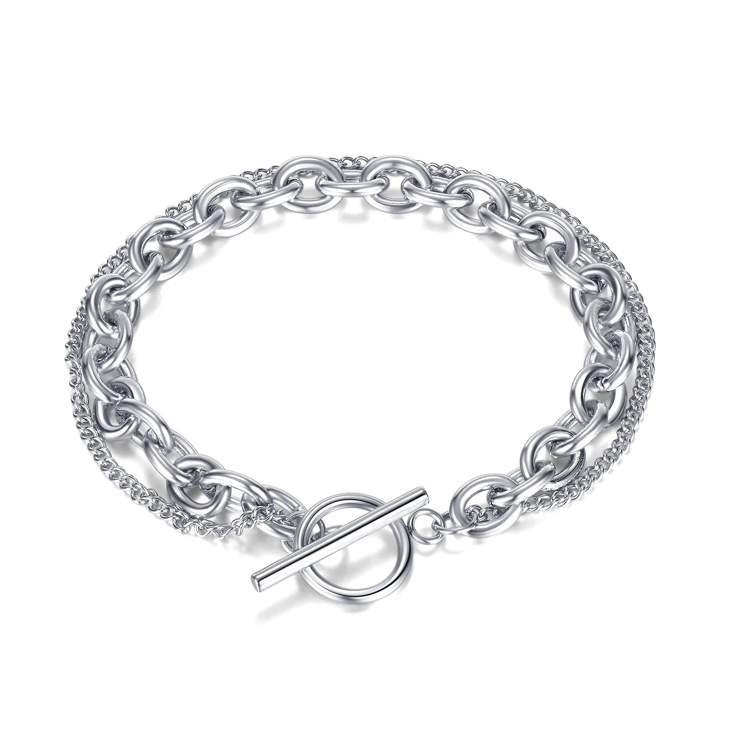 TOP Selling  New Hiphop Jewelry Dropshipping Stainless Steel Bracelet Cuban Link OT Buckle Chain Bracelet for Men and Women