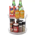 Modern 2024 New Lazy Susan Bearing 2-Tier 2024 Turntable Kitchen Organizer Anti-Skid Spice Rack Compartment with Rotating Tray