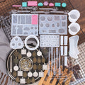 151 Pcs Bracelet Pendant Glue Dripping Mold Combination Suit Crystal Silica Gel Mold With Dropper Stirring Rod Hand Twist Drill