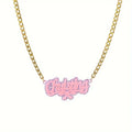 2024 Custom Name Necklace Enamel Nameplate Personalized Necklaces Colorful Women Kids Acrylic Necklace