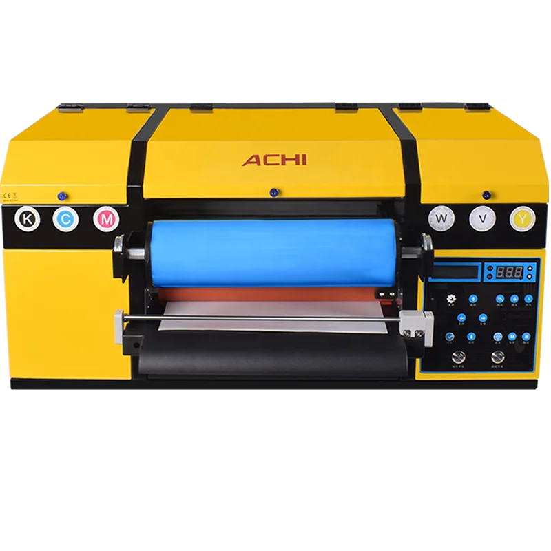 EU Stock ACHI Mini Compact Double Side Print 13" A3 Size 2in1 Dual XP600 Head UV DTF Laminating Printer with Film Cutter Stand