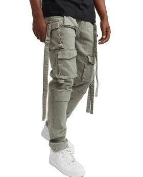 Custom Logo CottonTwill Oversized Multi Zipper Pocket Button Fly Trousers Mens Cargo Jogger Pants Straight Baggy Cargo Pants