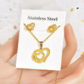 Fashion 2022 New Arrival Non Tarnish Gold Jewelry Titanium Steel Couple Earrings Necklace Stainless Steel Jewelry Set