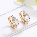 Women Ear Tops Wholesale Fancy Classic One Stone 18k Yellow Gold Plated CZ Huggie Earrings Indian Costume Jewellery  for Party