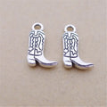 10pcs/bag Tibetan Silver Cowboy Cowgirl Boot Pendant Necklace Charms Jewelry Making