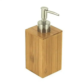 HOMEDEC Natural Bamboo Wood Square European Design Hand Soap Dispenser Glass Refillable 1 Year Warranty Household Convenient