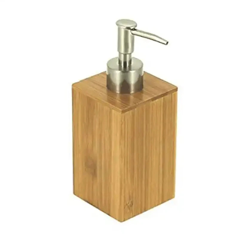 HOMEDEC Natural Bamboo Wood Square European Design Hand Soap Dispenser Glass Refillable 1 Year Warranty Household Convenient