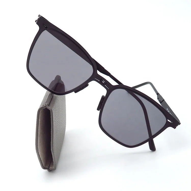 U-TOP New Style Fashion Design Custom Pocket Flexible Foldable Sunglasses Shades Polarized Metal Luxury Folding Sunglasses Men