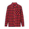2024 New Fashion Casual Lapel Plus Size Plaid Blouses Women Plaid Shirt Checks Flannel Shirts Female Long Sleeve Tops Blouse