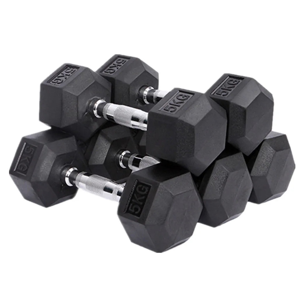 Free Weight Strength Training Hex Rubber Dumbbell