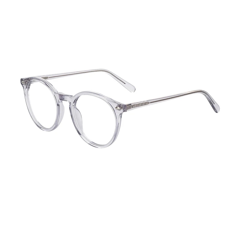 Women's Retro Round Acetate Glasses Frame Transparent Clear Optical Fashionable Diamond Face Shape Match