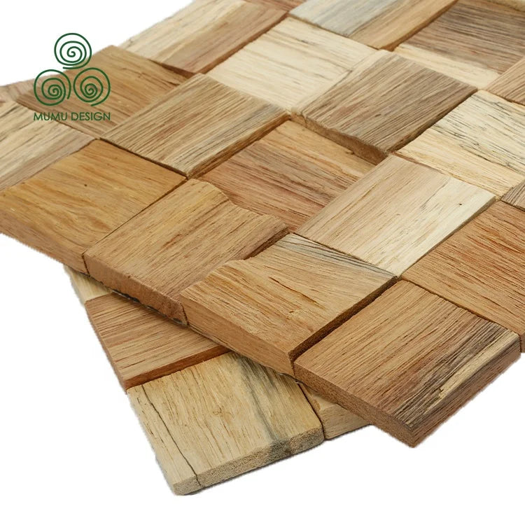 Wholesale Interior 3D Decorative Timber Flex Composite Insulation Wooden Mosaic Wall Panel Solid Wood Mosaics