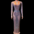 Luxury Cocktail Graduation Pageant Rhinestone Dress Female Live House Singer Costume Large Size Women Maxi Evening Formal Dress