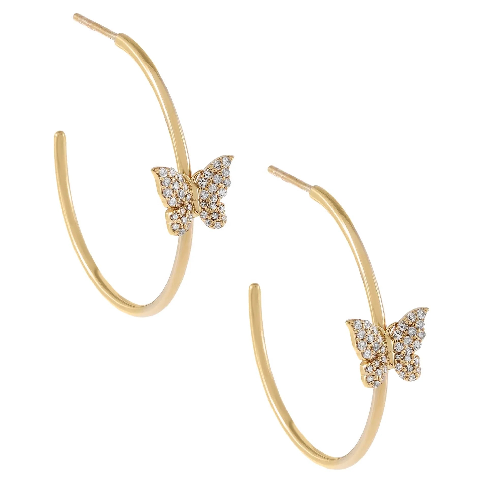 LOZRUNVE 925 Sterling Silver Full Pave Diamond CZ Butterfly Large Hoop Fashion Earring Wholesale