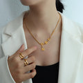 Best MOQ 6 Pcs Letter Initials Pendant  Logo Women Gift Custom Jewelry Set 18K Gold Plated Stainless Steel Necklace Ring