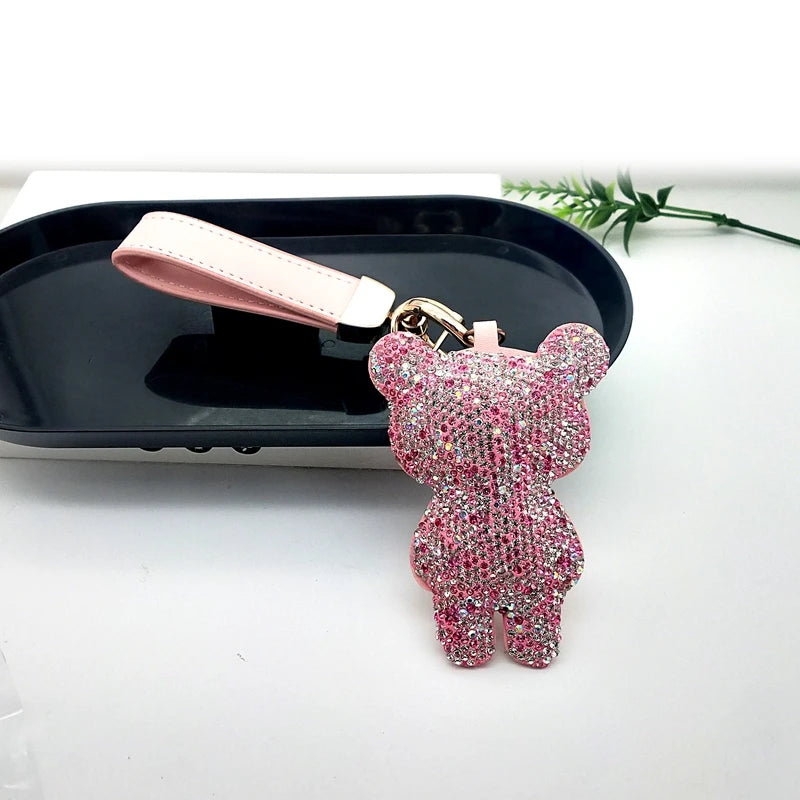 Hot Sell Designer Luxury Car Key Chain MK Mouse Heart Bear Animal Leather Rhinestone Keychain