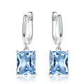 2022 Stylish Solid 925 Sterling Silver Emerald Stone Simple Pendant Style Women Charm Earrings