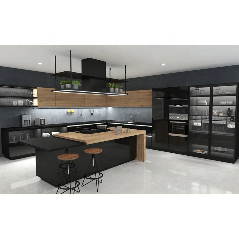 BALOM Custom Modern Design Kitchen Unit Glass Door Home Kitchen Furniture Modular Kitchen Cabinets