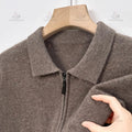 Factory Custom Made Zip up Cashmere Cardigan Jacket France Pull Pour Hommes Zipper Turn Down Collar Cashmere Cardigan Sweater
