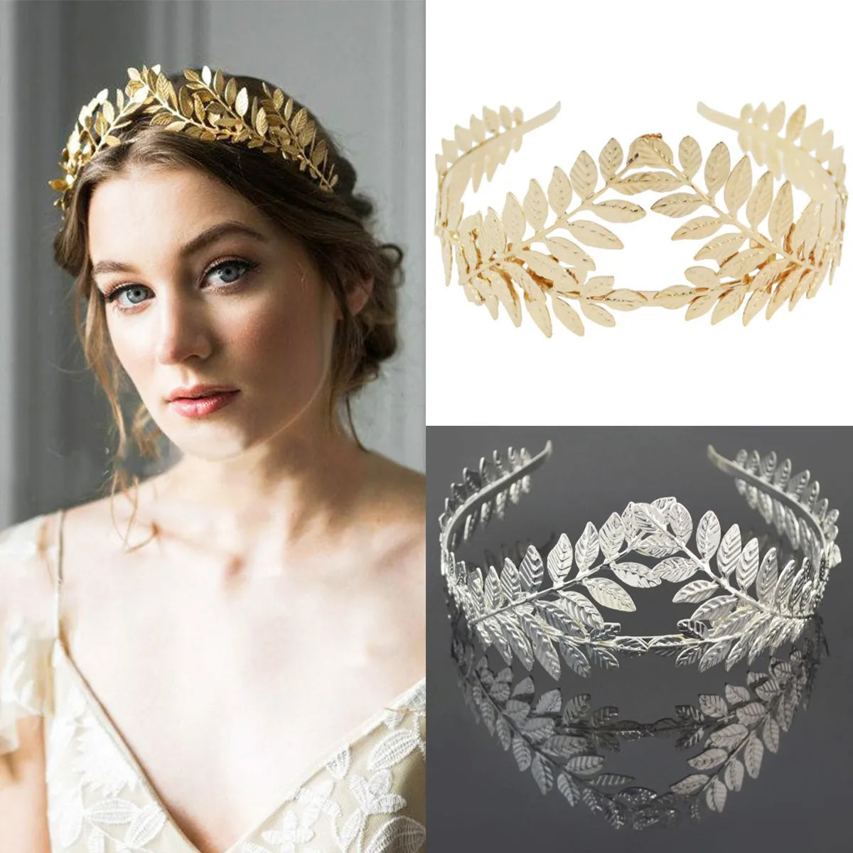 Fashion Women Headband Goddess Leaf Flower Hair Crown Head Band Wedding Bridal Accessories