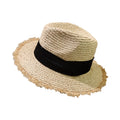 fashion women raffia straw fringe wide brim panama hat UV protection sun beach jazz straw panama hat
