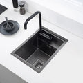 Hidden Black Kitchen Sink Single Bowl Bar Small Size SUS 304 Modern Design Above Counter Installation No Faucet Balcony