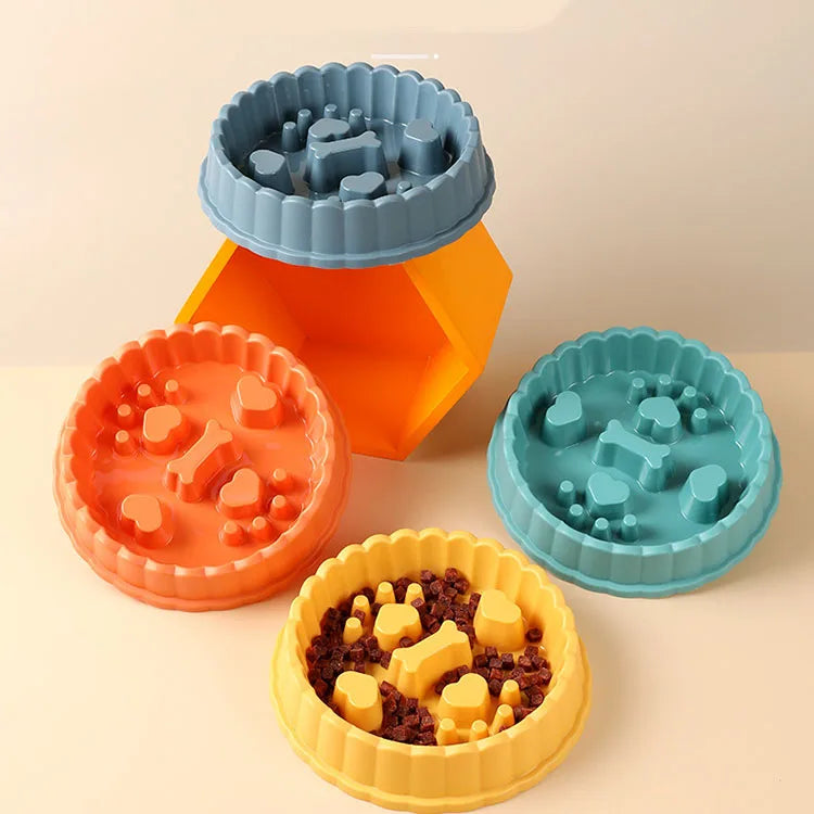 Special Designs Paw Print Dog Bowl Slow Eating Pet Bowl and Feeder