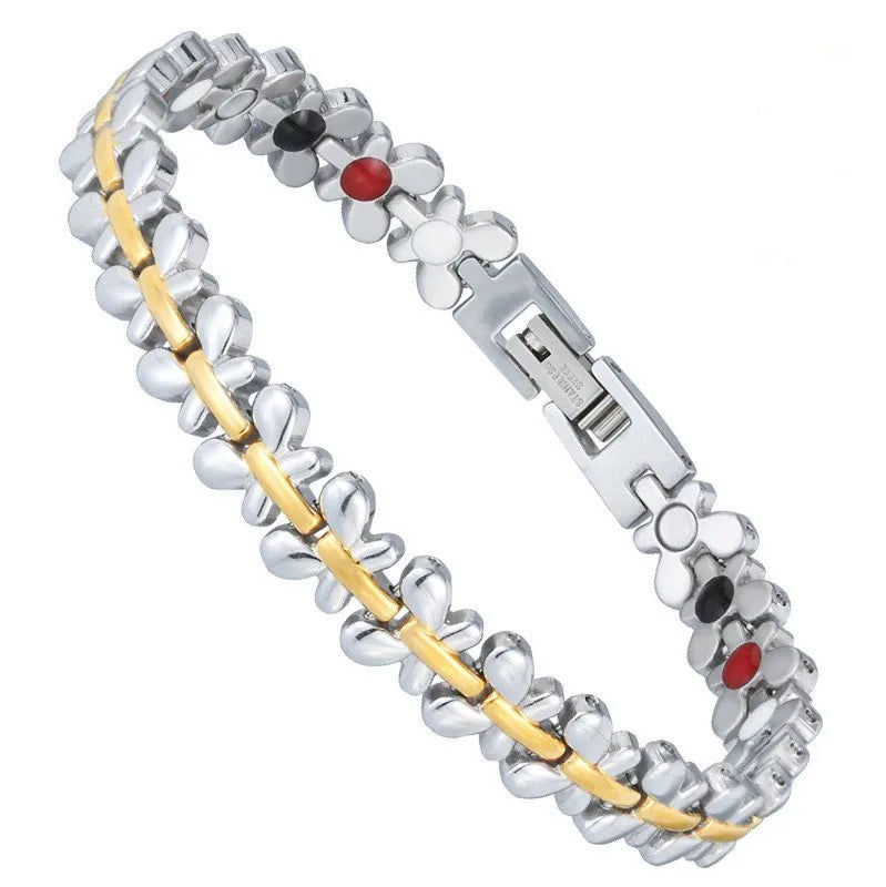 Euramerican Creative Butterfly Classic Adjustable Magnetic Stainless Steel Bracelet for Unisex Anniversary Patterned Bangles