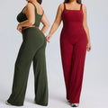 2026 Wholesale Big Size XXXL Women Yoga Sets Square Neck Sports Cropped Tank Top Straight Wide Leg Flared Pants Workout Sets