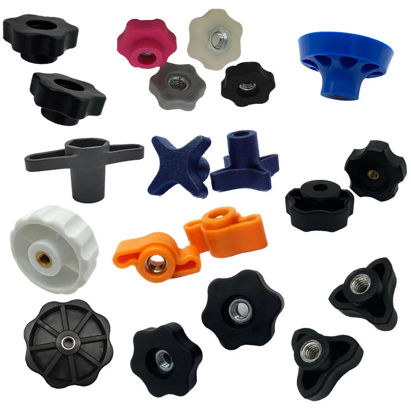 Custom Black Rotary Threaded Bakelite Screw Wing Lobe Plastic  Knurled Knob Round Ball Star Handle Clamping Thread Plastic Knobs