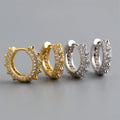 Punk 925 Sterling Silver 18k Gold Plated CZ Diamond Pointed Cone Round Circle Huggie Hoop Earrings for Men Women