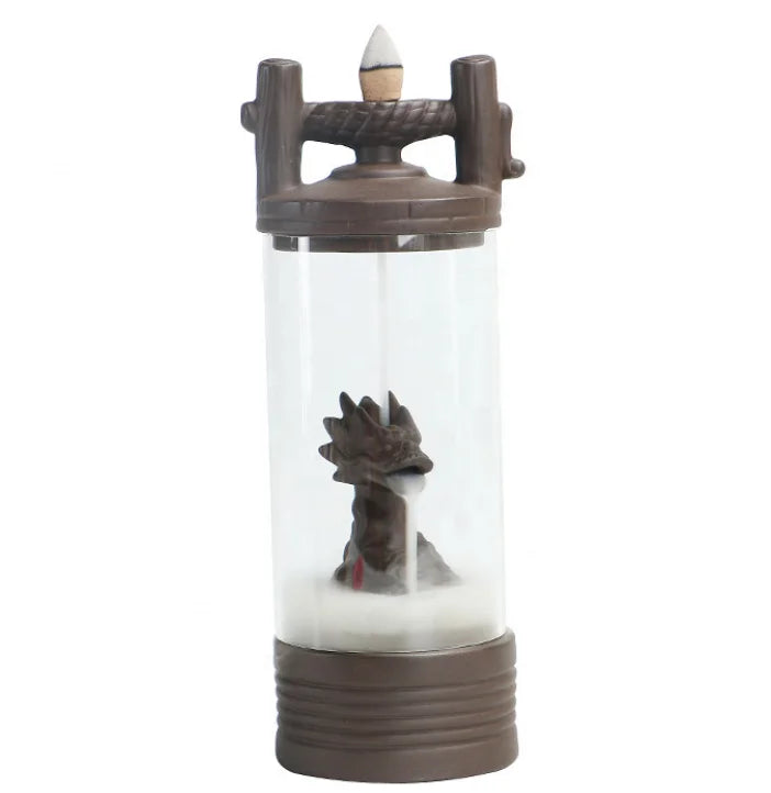10*23.2cm New Design Pottery Plastic Censer Incense Cones Incense Holder Smoke Backflow Waterfall Dragon Incense Burner
