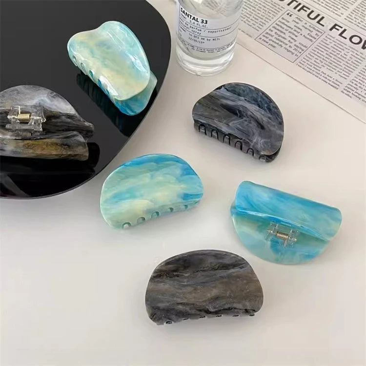 New Design Wholesale Acetate Hair Claw Clip Painting Style Starry Sky Hair Claws Beautiful Shell Shape Hair Claw