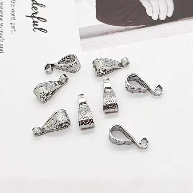 Hook Buckle Pendant Connector Fashion Jewelry Accessories Textured Stainless Steel Snap Bail Hook Pinch Clip Necklace Clasps