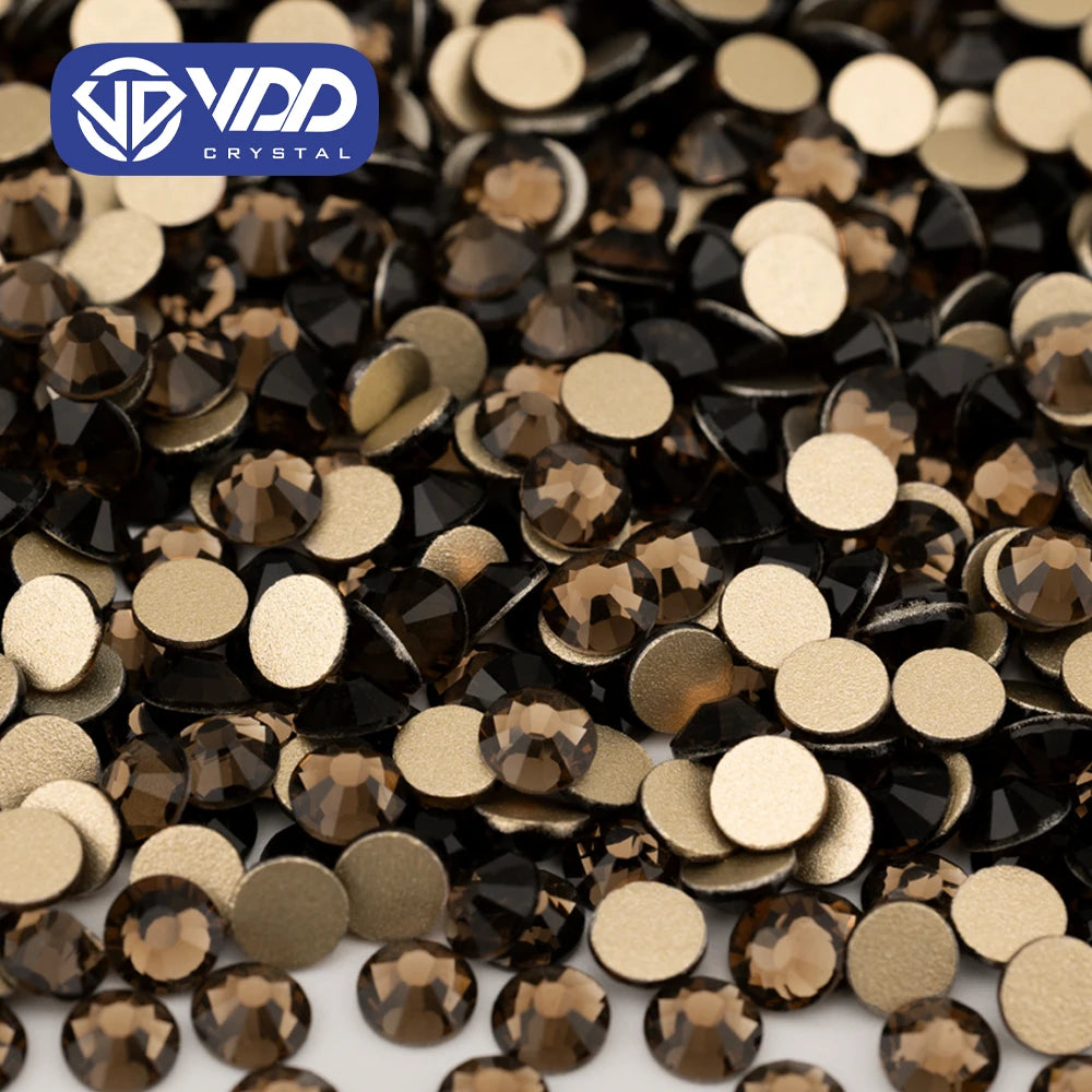 VDD 008 Smoked Topaz High Quality Glass Rhinestones Crystal Glod Back Flatback Strass Stones Nail Art DIY Crafts Decorations