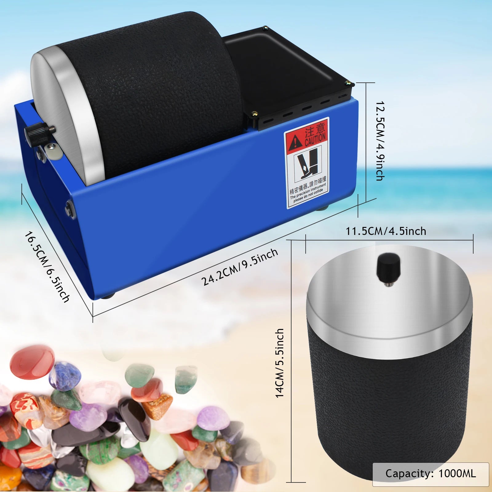 Auble Rock Tumbler Machine-Single Drum Jewelry Polisher (Single Barrel) Mini Ring Polishing Machine Model 0245