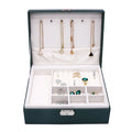 Luxurious Double Layer Leather Storage Box for Rings Pendants Bracelets Earrings above and below Jewelry Organizer