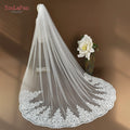 YouLaPan V161 Classic Embroidered Lace Sequined Veil Single Layer Cathedral Wedding Long Bridal Veil with Hair Comb