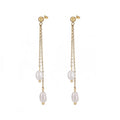 Classic Simple Design Fashion Versatile Jewelry Luxury Stainless Steel 18K Gold  Freshwater Pearl Tassel Earrings for Women
