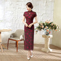 Slim Evening Etiquette Wholesale New Red Lace Long Cheongsam Toasts Dress