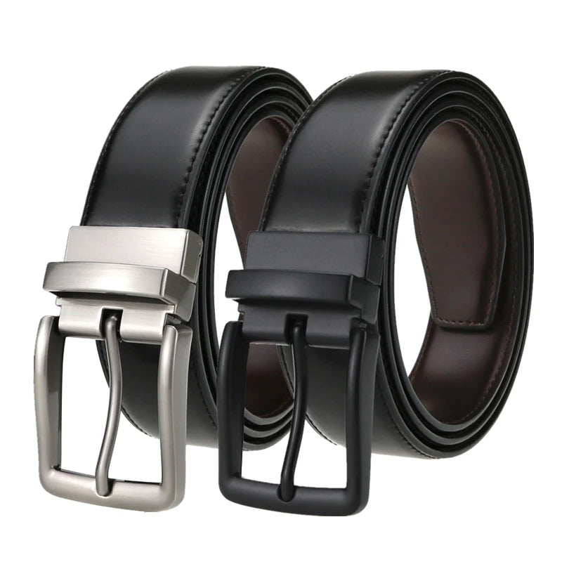 LQbelt Men's Genuine Leather Belts Pin Buckle Belt  Reversible Rotating Wholesale OEM Factory Custom LOGO
