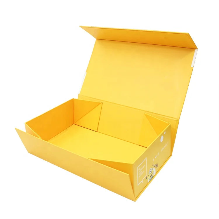 Custom logo Yellow Folding Magnetic Cardboard Packaging Foldable Paper Box