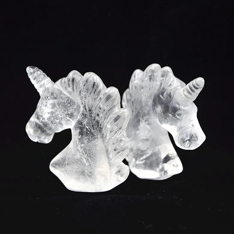 Huiying Chinese style living room home unicone  50*50*18mm clear quartz horse unicorn decoration accessories