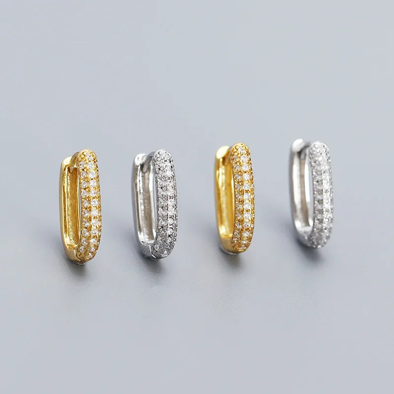 S925 Sterling Silver Earrings Micro-inset Zircon Small Earrings Shiny Row Diamond Exquisite Ear Buckle Earings