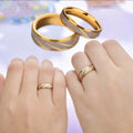 ODM Fashion Gold Stainless Steel Twill No Fade Gold Plated Couple Rings for Women Wedding